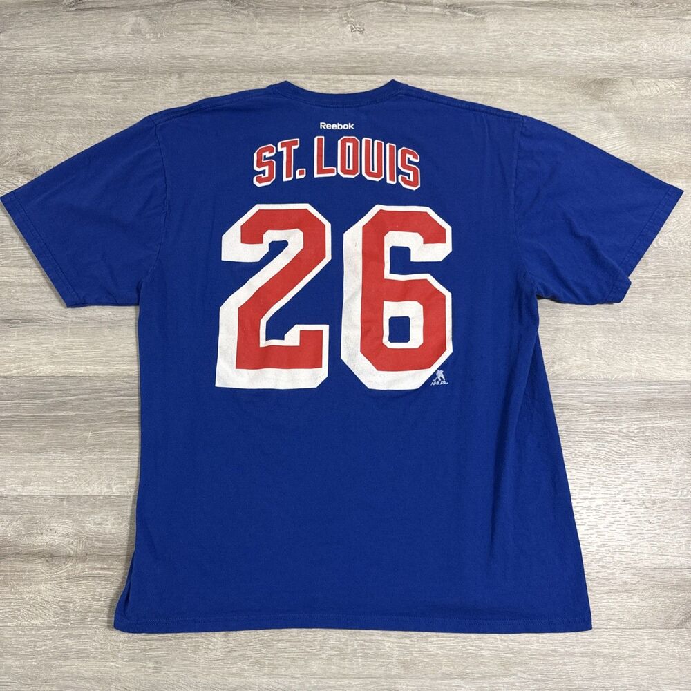 Martin St. Louis Shirt New York Rangers Men’s XL Reebok Blue NHL Hockey Broadway